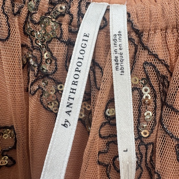 NWT Anthropologie Embroidered Sequin Mesh Maxi Dress โ Size L โ Neutral Motif - Picture 5 of 14